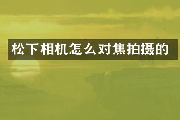相机怎么对焦拍摄的