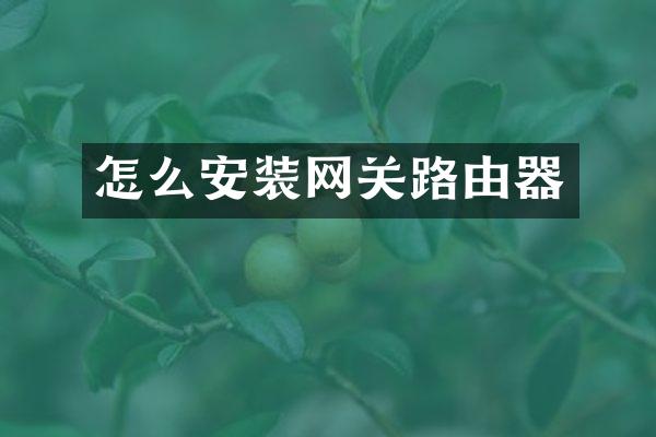 怎么安装网关路由器
