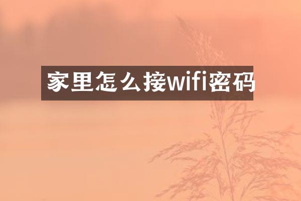 家里怎么接wifi密码