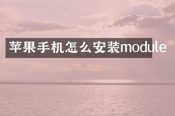 苹果手机怎么安装module