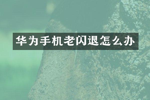 华为手机老闪退怎么办