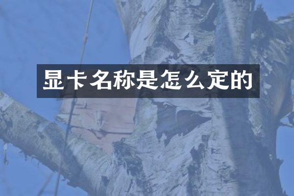 显卡名称是怎么定的