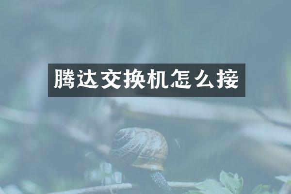 腾达交换机怎么接