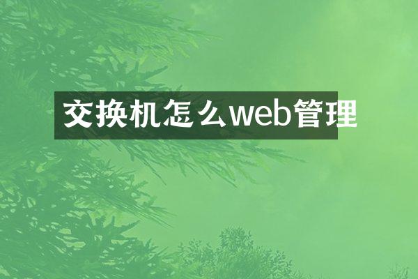 交换机怎么web管理