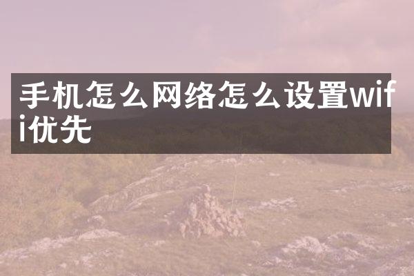 手机怎么网络怎么设置wifi优先