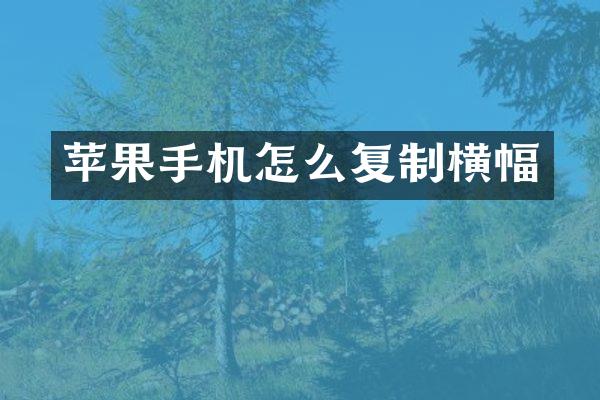 苹果手机怎么复制横幅