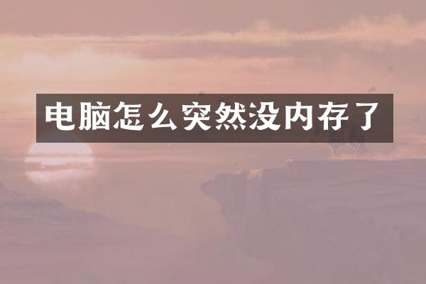 电脑怎么突然没内存了