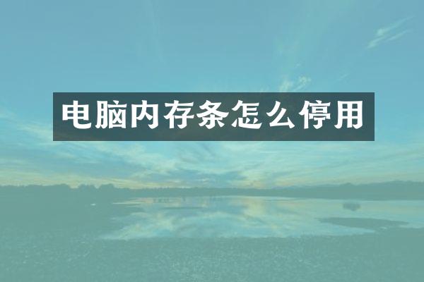 电脑内存条怎么停用
