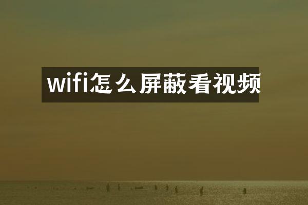 wifi怎么屏蔽看视频