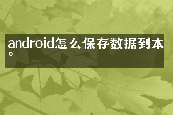 android怎么保存数据到本地