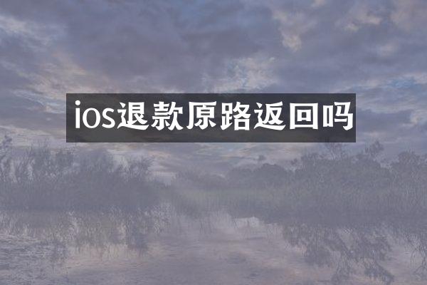 ios退款原路返回吗