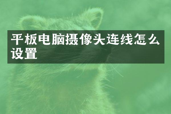 平板电脑摄像头连线怎么设置