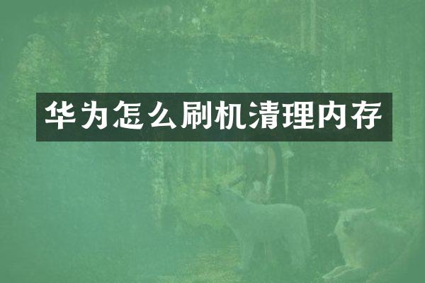 华为怎么刷机清理内存