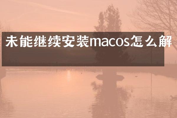 未能继续安装macos怎么解决