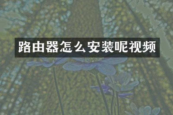 路由器怎么安装呢视频