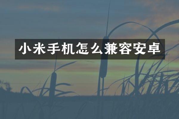 小米手机怎么兼容安卓