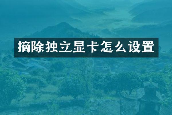 摘除独立显卡怎么设置