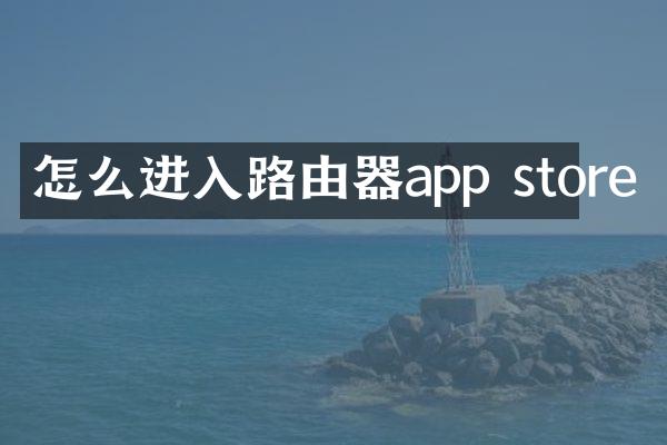 怎么进入路由器app store