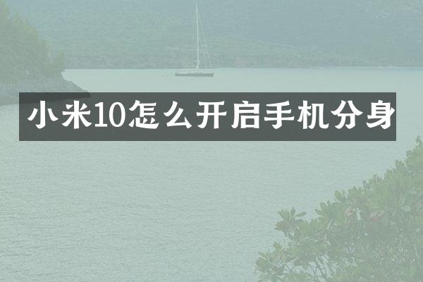 小米10怎么开启手机分身