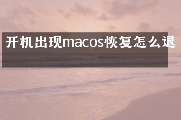 开机出现macos恢复怎么退出