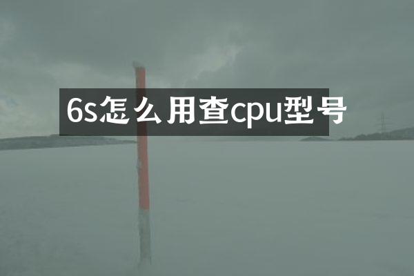 6s怎么用查cpu型号