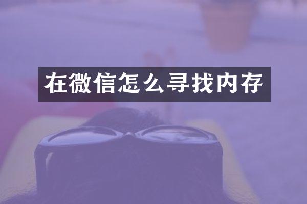 在微信怎么寻找内存