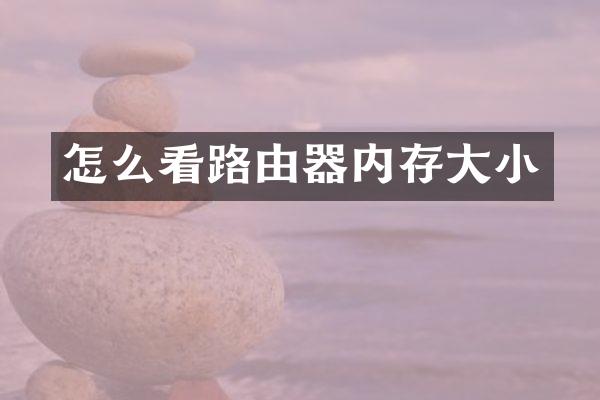 怎么看路由器内存大小