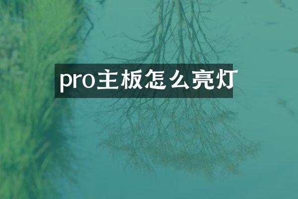 pro主板怎么亮灯