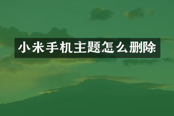 小米手机主题怎么删除