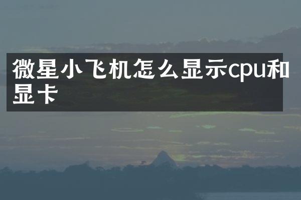 微星小飞机怎么显示cpu和显卡