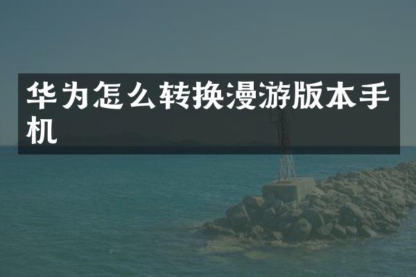 华为怎么转换漫游版本手机