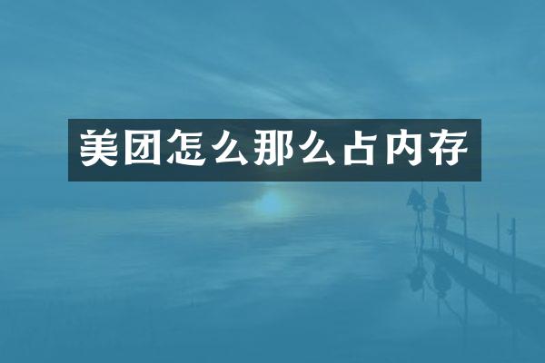 美团怎么那么占内存