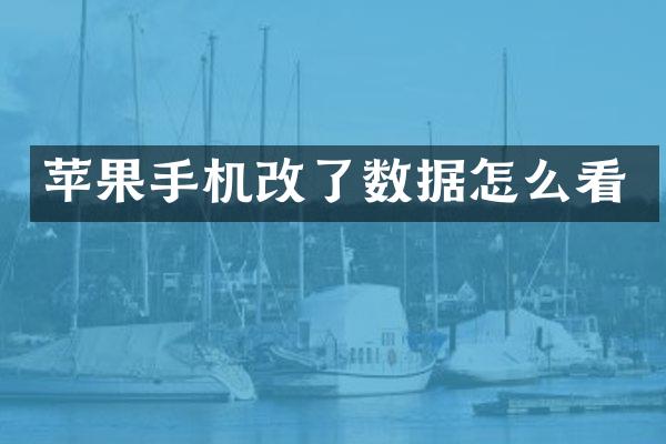 苹果手机改了数据怎么看