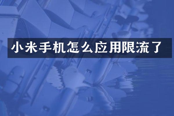 小米手机怎么应用限流了