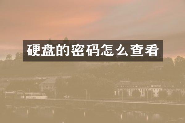 硬盘的密码怎么查看