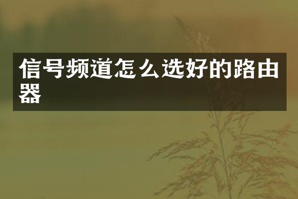 信号频道怎么选好的路由器