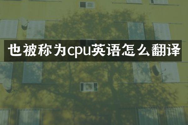 也被称为cpu英语怎么翻译