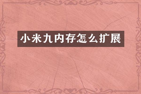 小米九内存怎么扩展