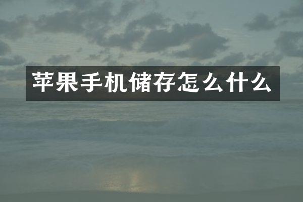 苹果手机储存怎么什么