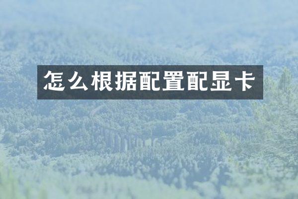 怎么根据配置配显卡