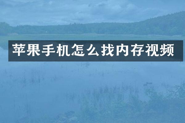 苹果手机怎么找内存视频