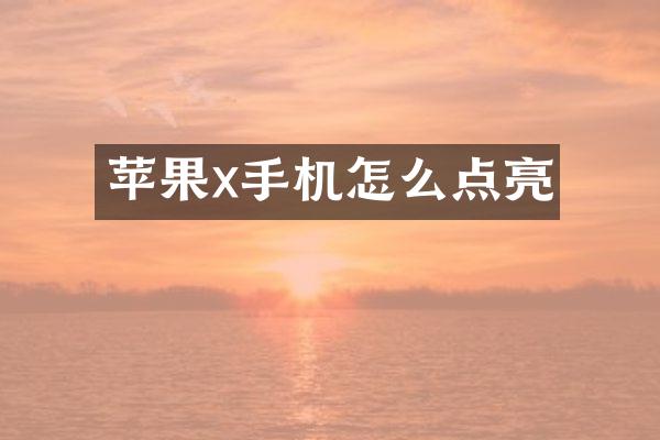 苹果x手机怎么点亮