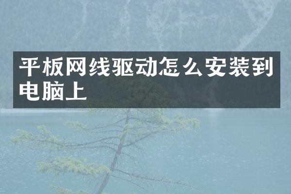 平板网线驱动怎么安装到电脑上