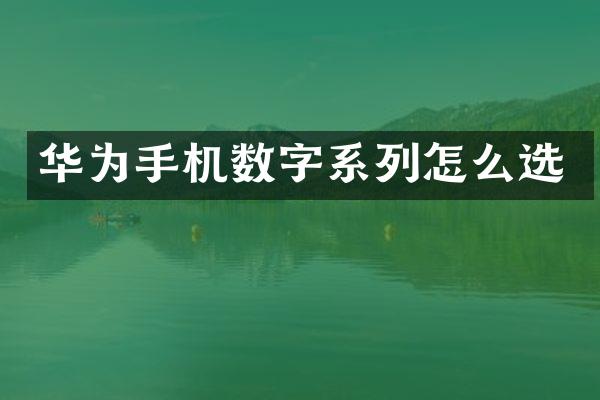 华为手机数字系列怎么选
