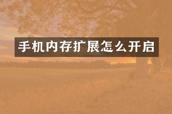 手机内存扩展怎么开启