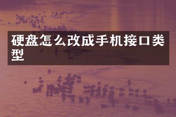 硬盘怎么改成手机接口类型