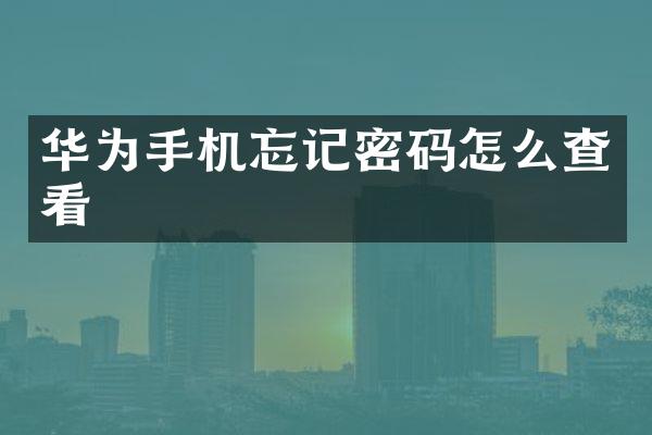 华为手机忘记密码怎么查看
