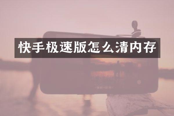 快手极速版怎么清内存