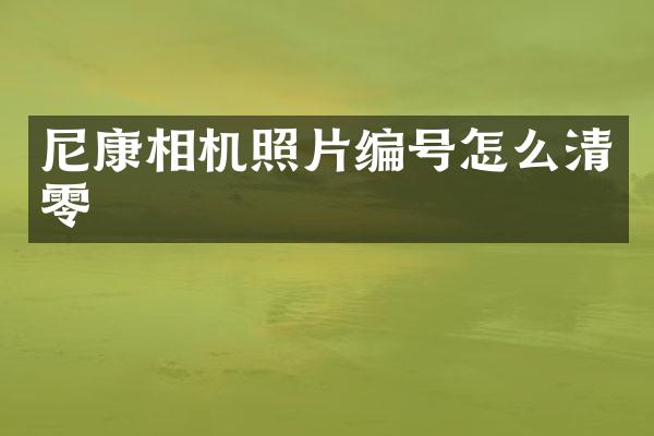 尼康相机照片编号怎么清零