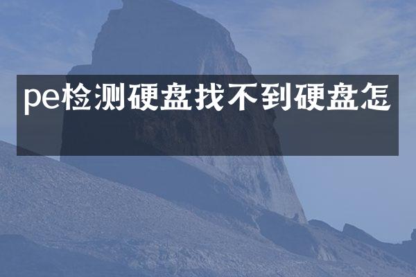 pe检测硬盘找不到硬盘怎么